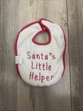 White and Red "Santa's Little Helper" Baby Bib